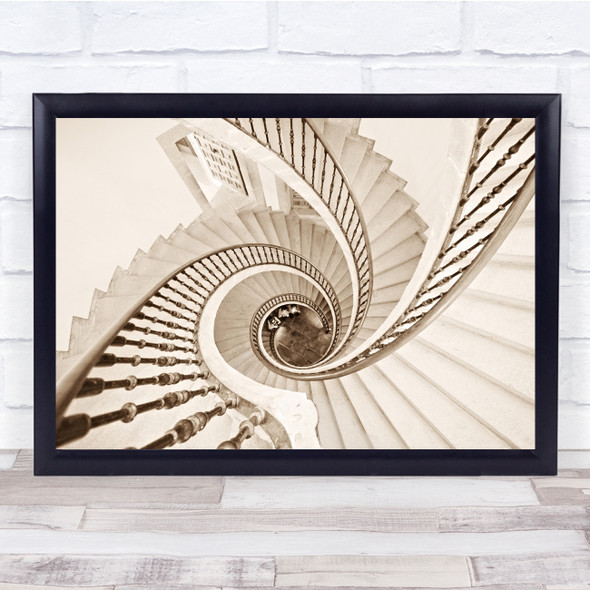 Spiral Staircase Perspective Abstract Architecture Wall Art Print