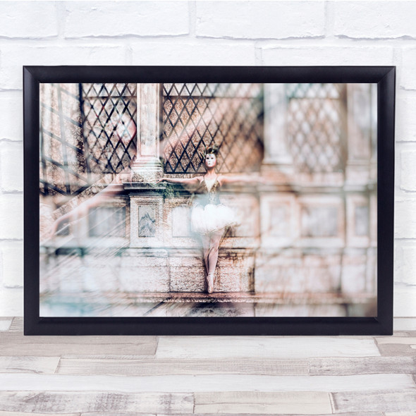 Ballerina Performance Blurry Double Exposure Pose Wall Art Print