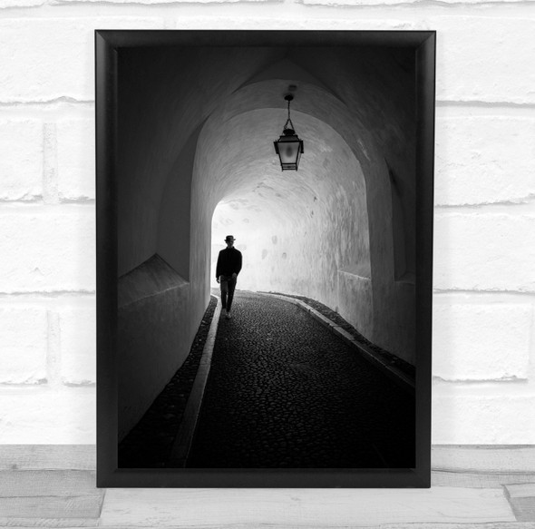 Black Mono Man Tunnel Pena Sintra Portugal Street Wall Art Print