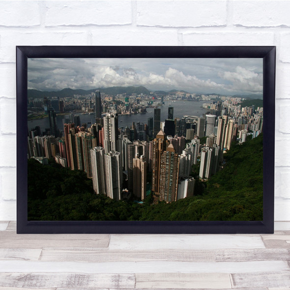 Hongkong Cityscape View From The Peak Skyscrapers Wall Art Print