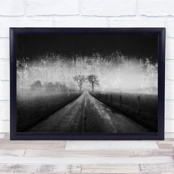 Landscape Black & White Trees road white abstract Wall Art Print