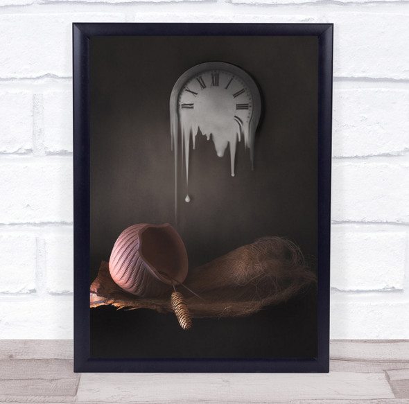 STILL LIFE ACORN NETTING BROKEN VASE WARPED CLOCK Wall Art Print