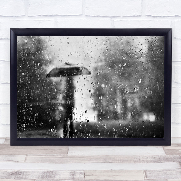 Umbrella Raining Weather Drop Blurry Moody Street Wall Art Print