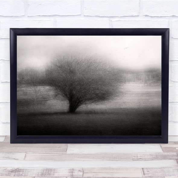 Black & White Tree Lonely Double Exposure nature Wall Art Print