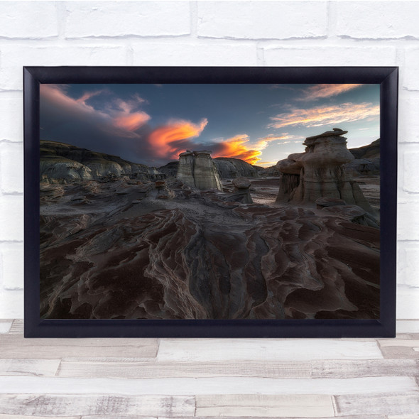 Badlands Rock Sunset Formations Desert Landscape Wall Art Print