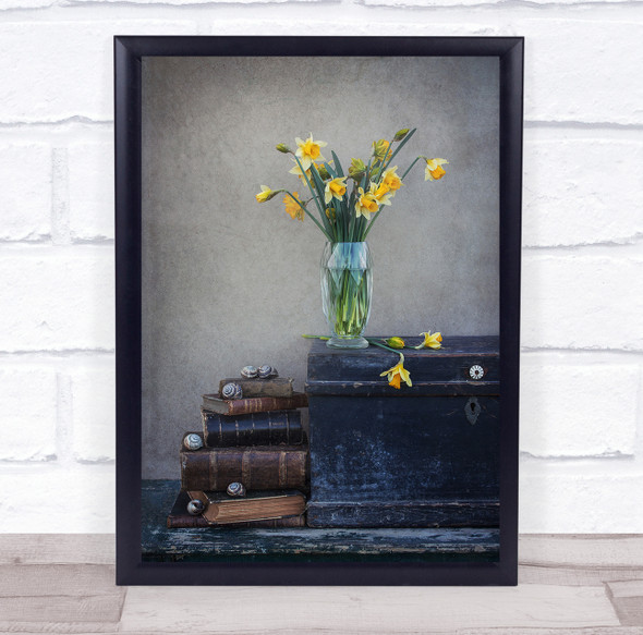flowers Spring Feeling With Daffodils book chest Wall Art Print
