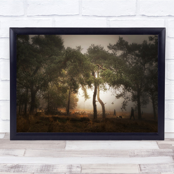Forest Foggy Nature Forest path Mysterious Trees Wall Art Print