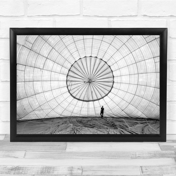 Hot Air Balloon Black & White pattern silhouette Wall Art Print