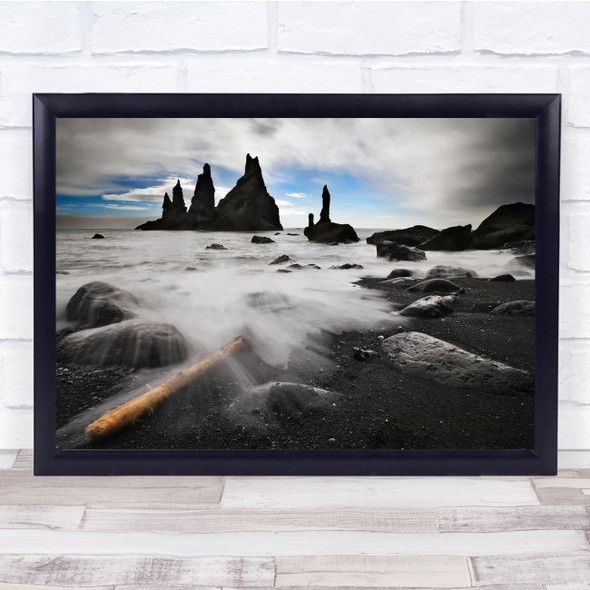 Iceland Reynisdrangar Landscape Nature Sea Rocks Wall Art Print