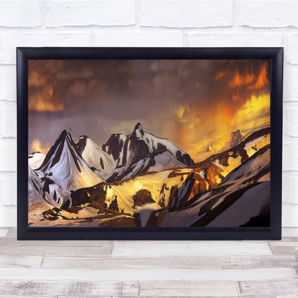 Iceland Sunrise Snow Dawn Morning Ridge Mountain Wall Art Print