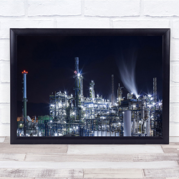 Industrial Architectures Factory Nightime lights Wall Art Print