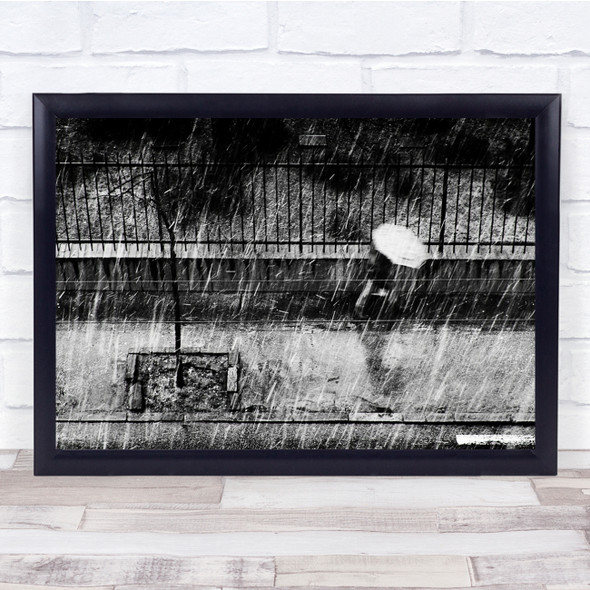 Snow Rain Winter Cold Weather Woman Street Snowy Wall Art Print