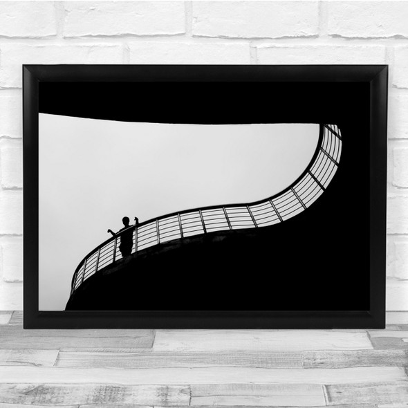 Street Silhouette Monochrome Architecture Bridge Wall Art Print