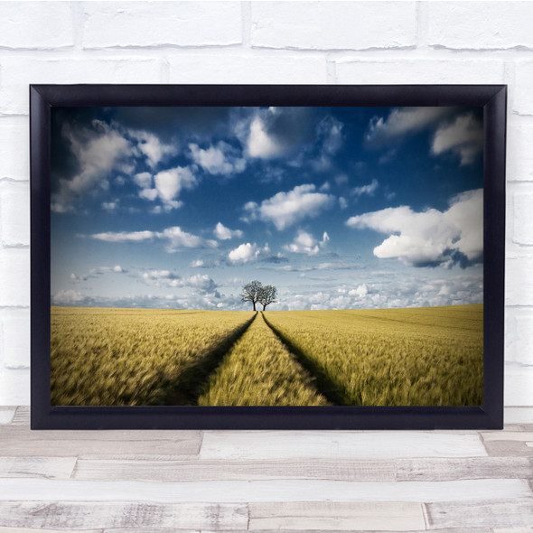 Tracks Road Way Path Field Crops Trees Sky Cloud Wall Art Print