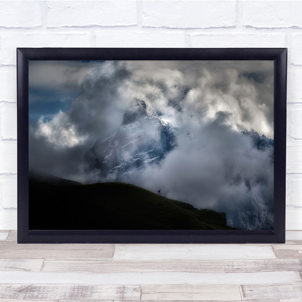 Landscapes Bike Downhill in the clouds mountain Wall Art Print