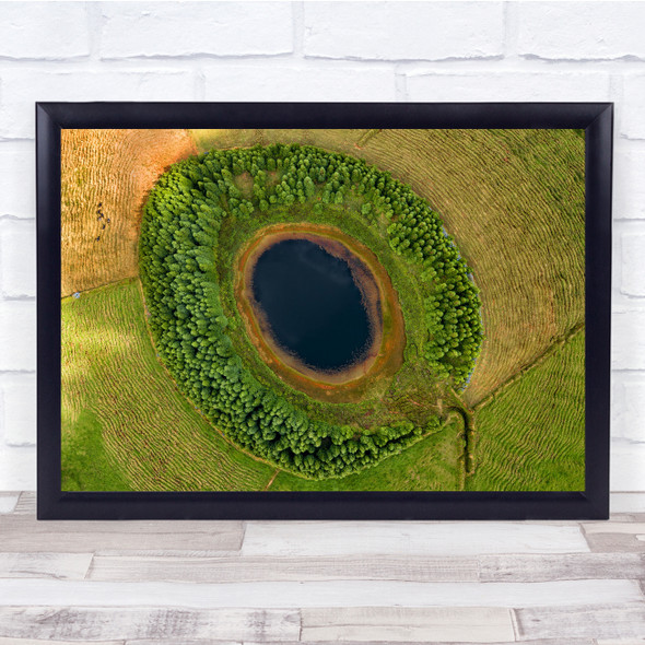 Abstract Landscape Nature Aerial Lake and Trees Wall Art Print