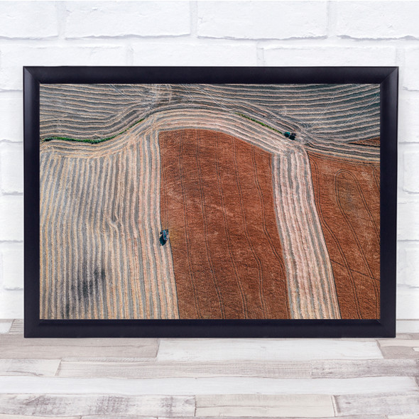 Agriculture Field Brown Above Countryside Rural Wall Art Print