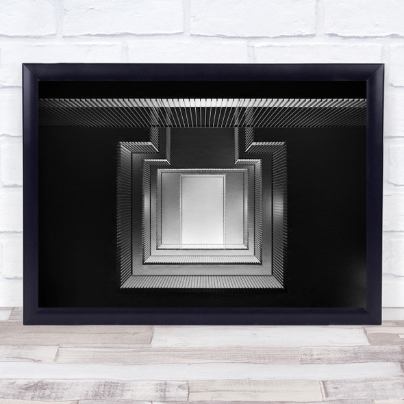 Architecture Abstract Black White Almost Square Wall Art Print