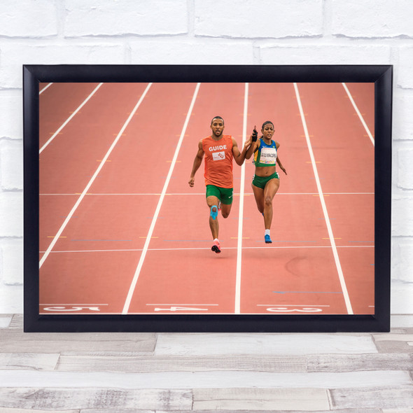 Blind Runner Action running 100m sprint athlete Wall Art Print