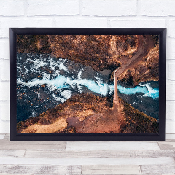 Drone Aerial Landscape Perspective Iceland lake Wall Art Print