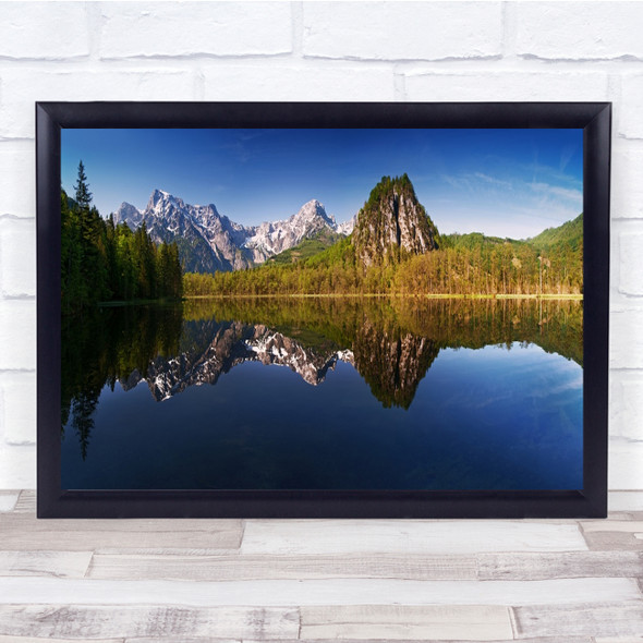 Landscape Panorama Lake River Reflection Mirror Wall Art Print