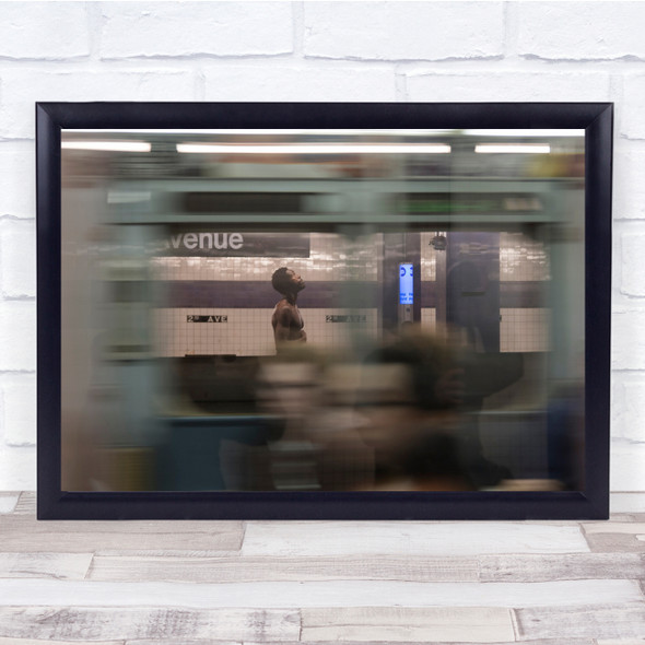 SuBlack & Whiteay man on train blurry transport Wall Art Print