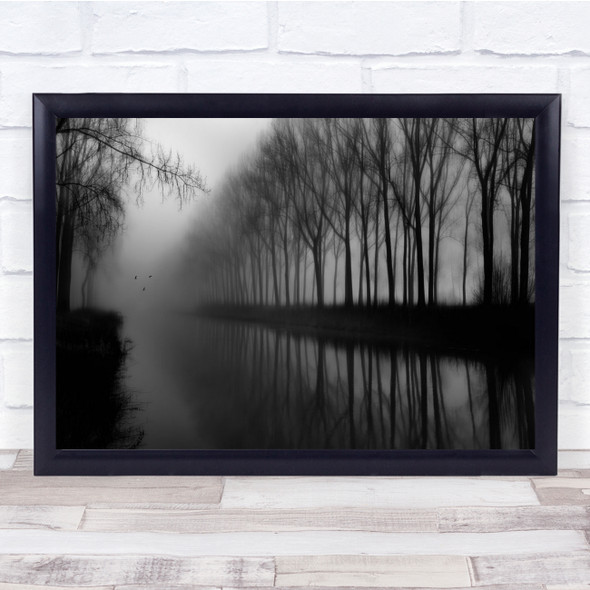 Surreal Landscape Fog Trees Forest Water Autumn Wall Art Print
