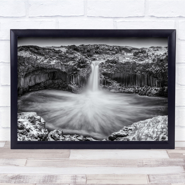 Waterfall Flow Snow Rock River Iceland Panorama Wall Art Print