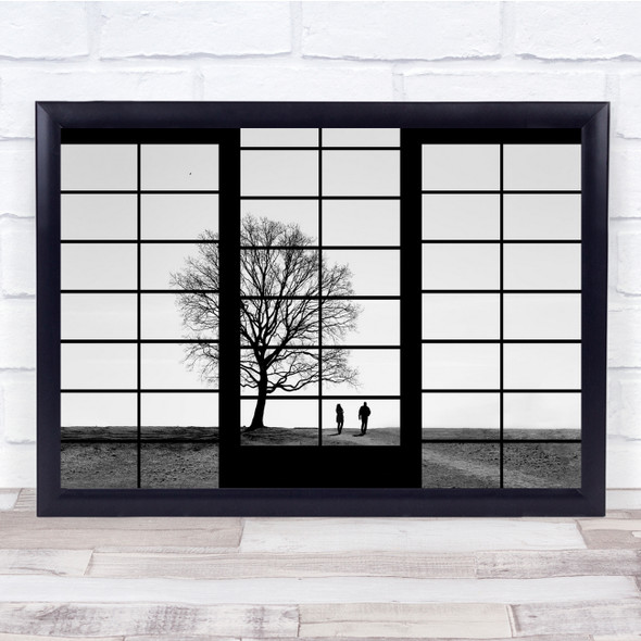Abstract Nature Tree Couple Frames Black White Wall Art Print