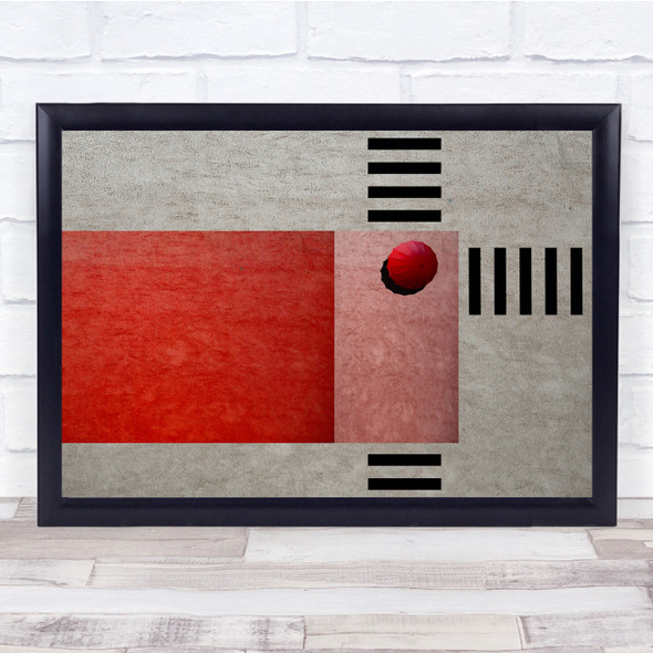 Abstract Umbrella Crossing Red Geometry Shapes Wall Art Print