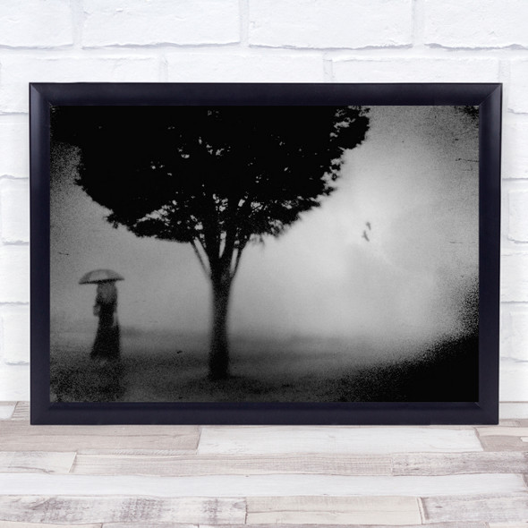 Black and white Woman Mood Tree Alone Untitled Wall Art Print