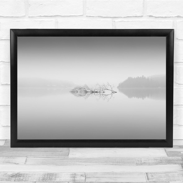 Landscape Black & White Trees Lake Water misty Wall Art Print