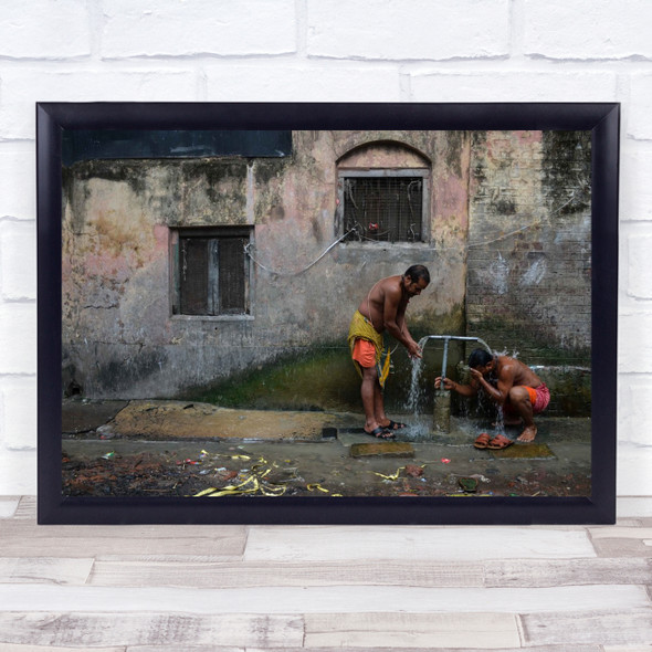 Roadside Bath Building wallwater pipe cleaning Wall Art Print