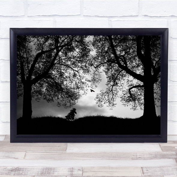 Tree Mood Black and white Bird About Isolation Wall Art Print