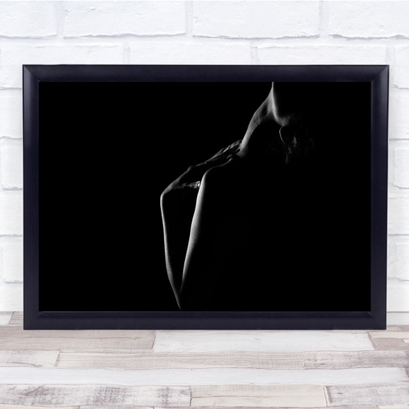 black dark shadow silhouette woman looking up Wall Art Print