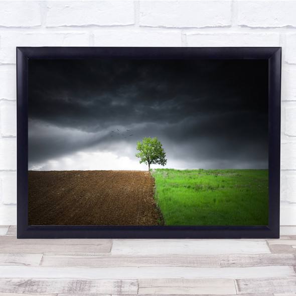 contrast countryside rural green storm clouds Wall Art Print