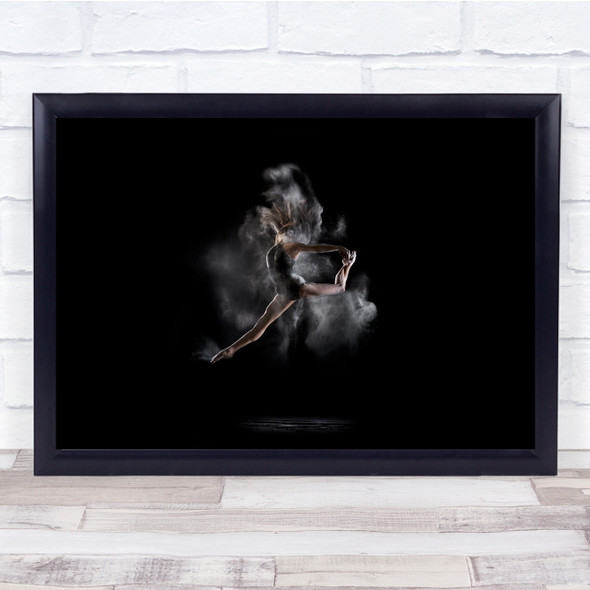 Dancing Person Woman Floating Smoke Dust Dark Wall Art Print