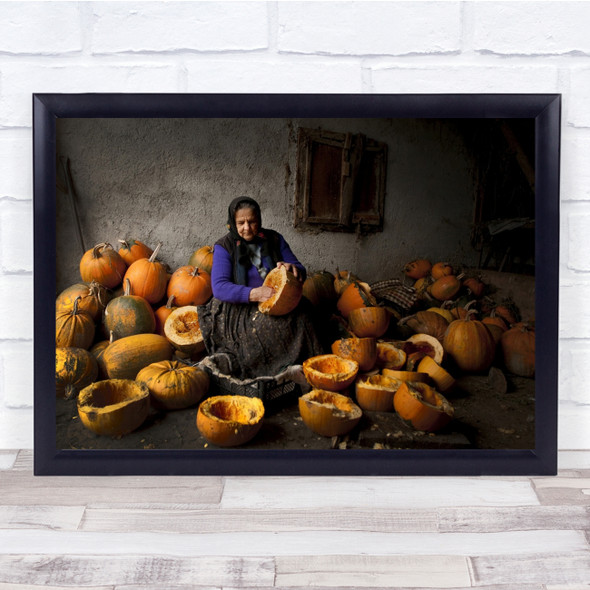 Fruit Woman Old Work Portrait Pumpkin Village Wall Art Print