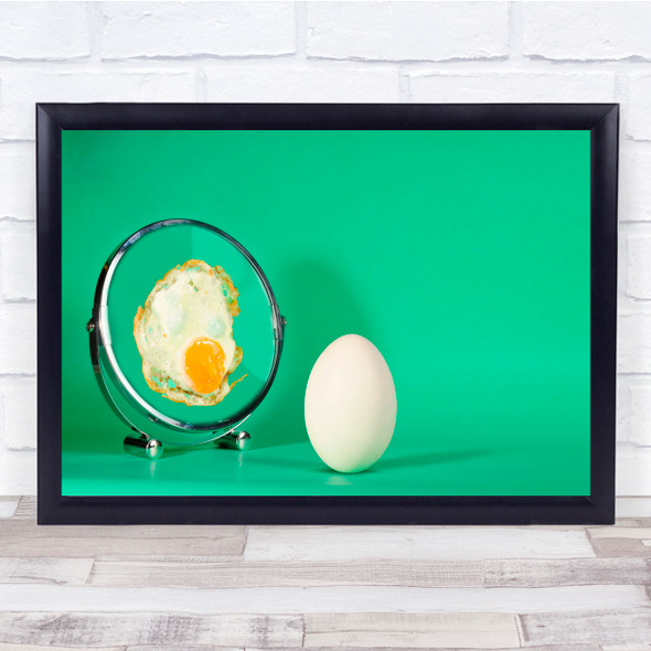 Green Egg Fried Mirror Future Humour Creative Wall Art Print