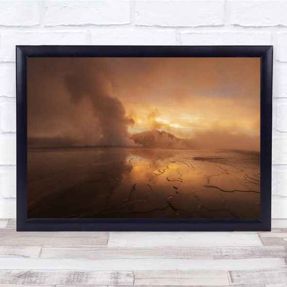 Orange Water Steam Smoke Foggy Golden Sunrise Wall Art Print