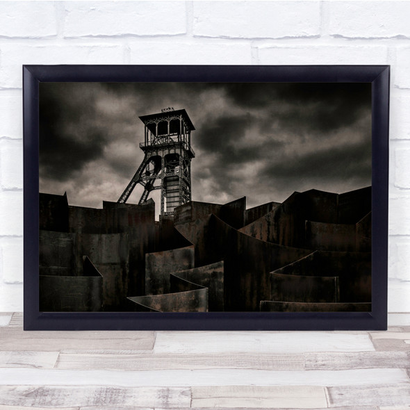 Steel Plates Coal Mine Shaft Dark Cloudy Rust Wall Art Print