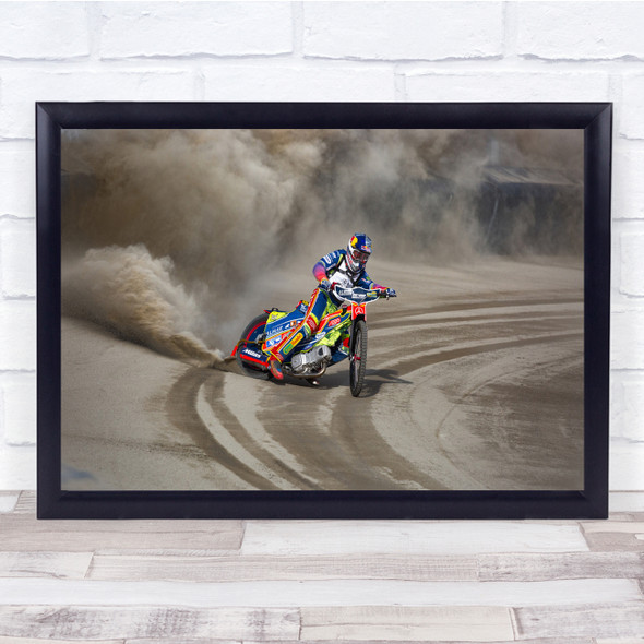 still life motor sport bike trail track smoke Wall Art Print