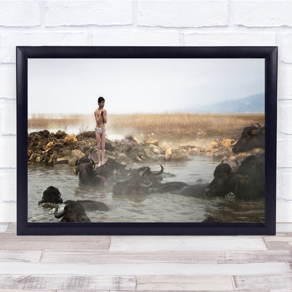 Cold Man underwear wildebeest rocks wildlife Wall Art Print