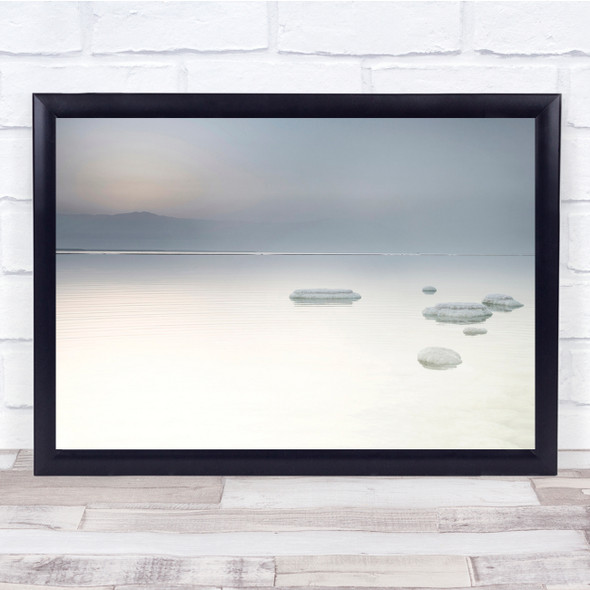 Dead Sea Minimalism White Salt Rocks Sunrise Wall Art Print