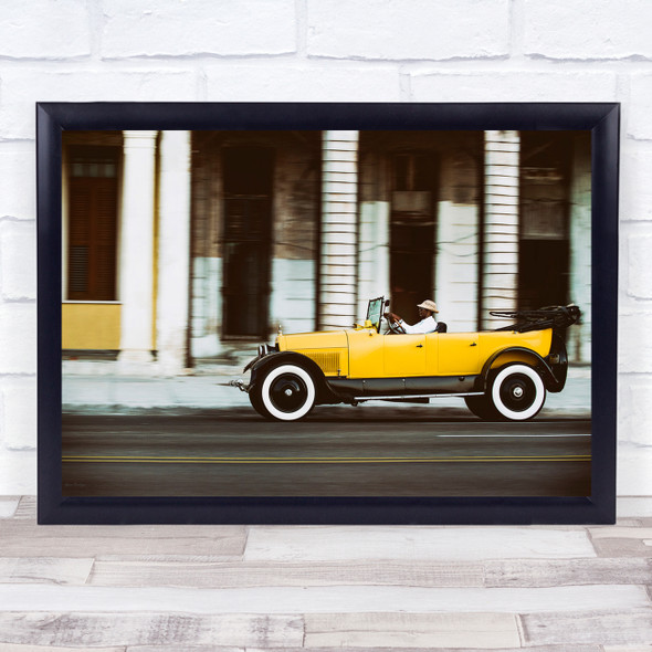 Near To The Lime Tree Old vintage yellow car Wall Art Print
