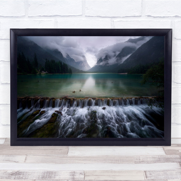 Waterfall Lake River Long Exposure Mountains Wall Art Print