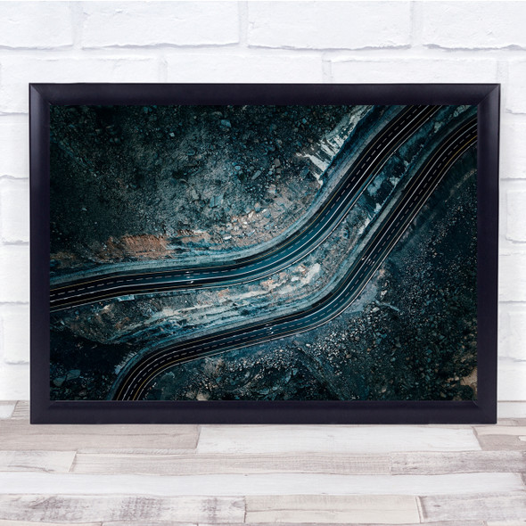 Aerial Above Perspective Landscape High Way Wall Art Print