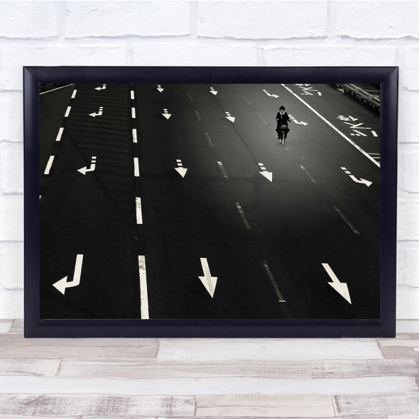 Bicycle Road Street Dangerous Riding arrows Wall Art Print