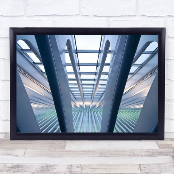 Calatrava Station Liege Belgium steel rails Wall Art Print