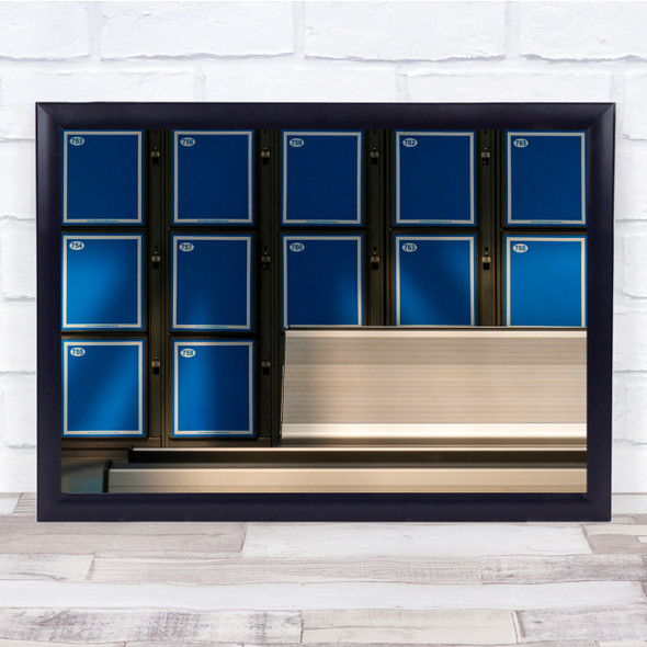 Lockers Abstract Numbers Storage Blue Boxes Wall Art Print